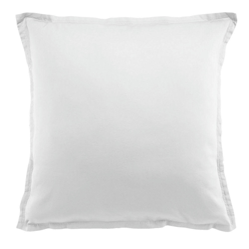 - Taie d'oreiller carrée satin de coton blanc 65x65 cm