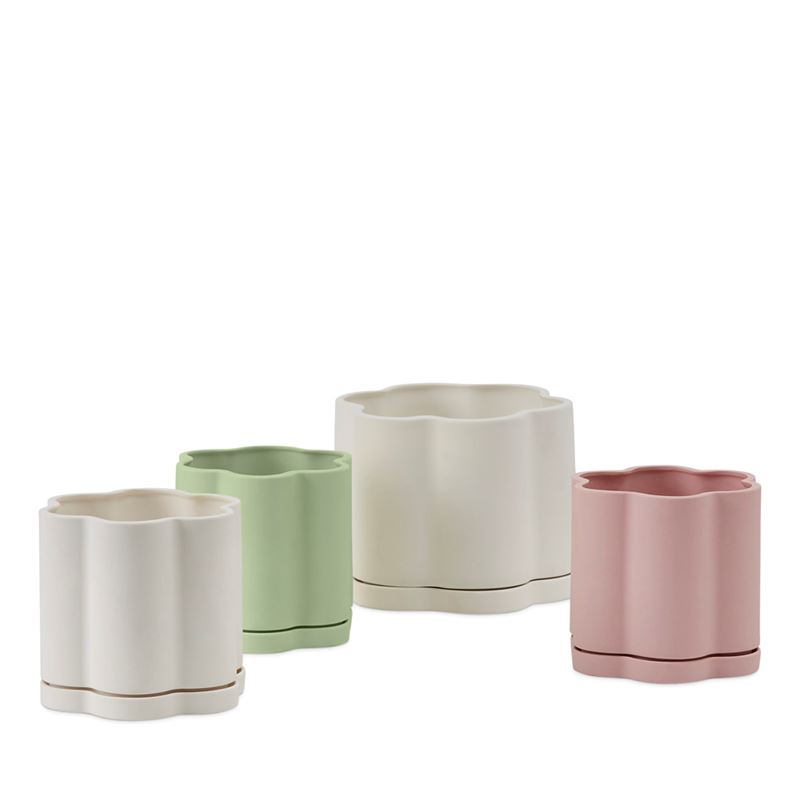 Flower White Pot & Saucer