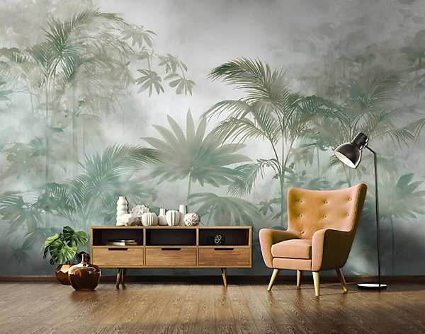 Papier Peint Panoramique Intissé Jungle Feuilles Vert - 350x250 cm - Papier Peint Chambre et salon