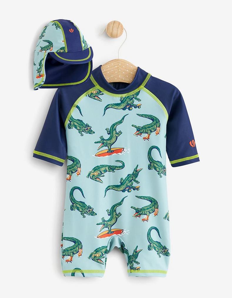 Carter Crocodile Surf Suit and Hat Set