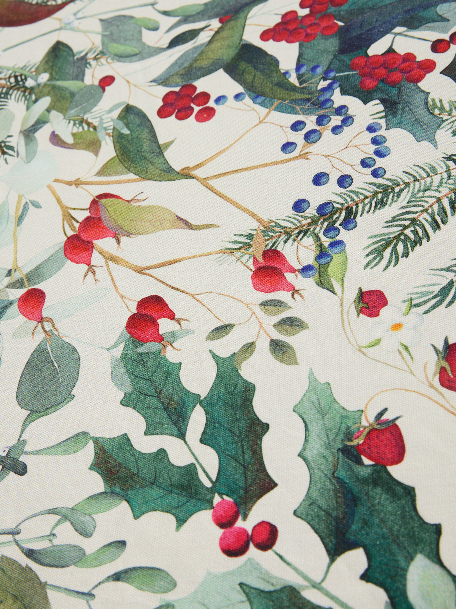 Tovaglia in panama di cotone con stampa bacche