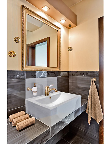 Mitigeur lavabo LABE en laiton bronze avec poignée en céramique-Sans siphon--