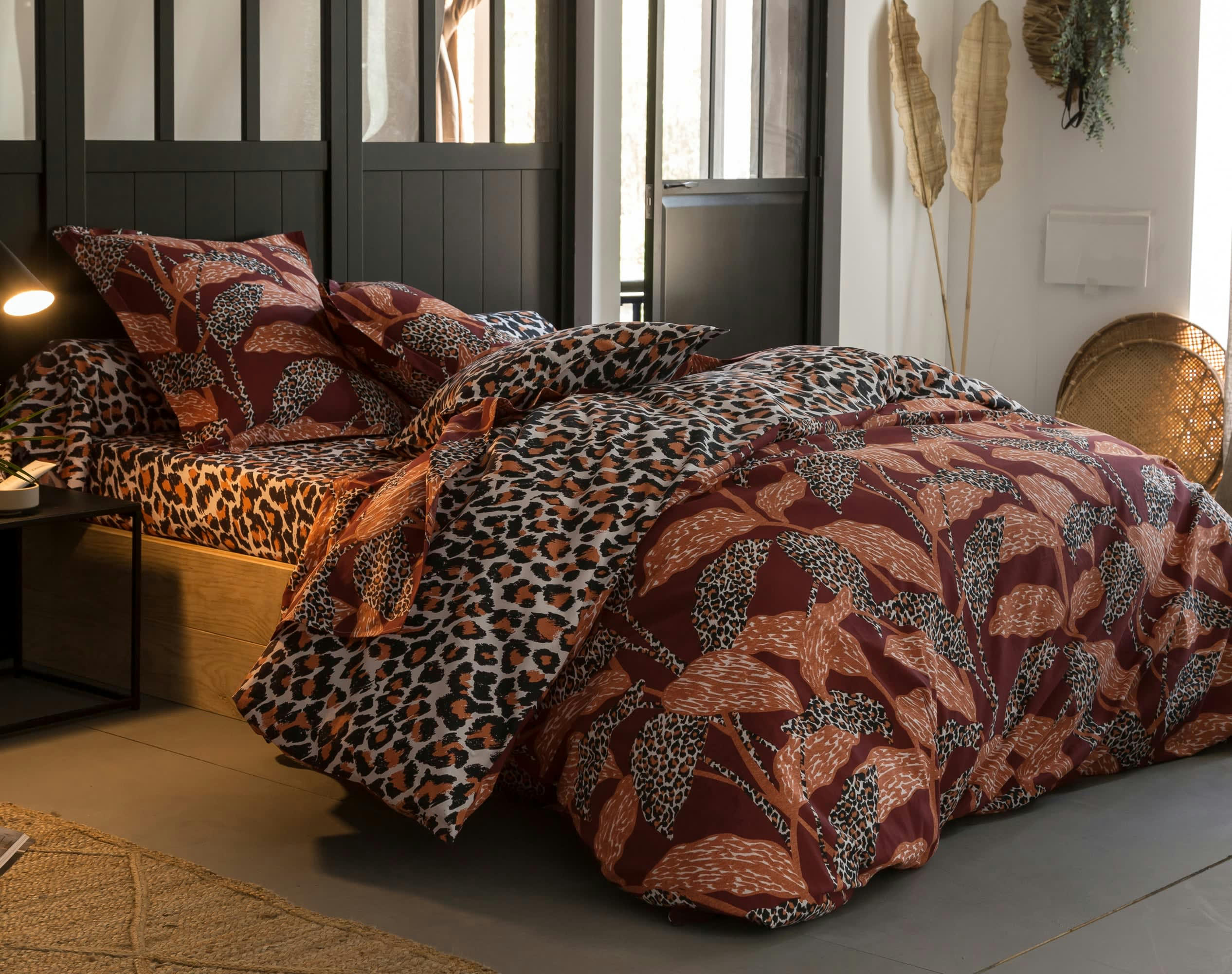 FELIDE - Housse de couette réversible 240x220 multicolore en coton