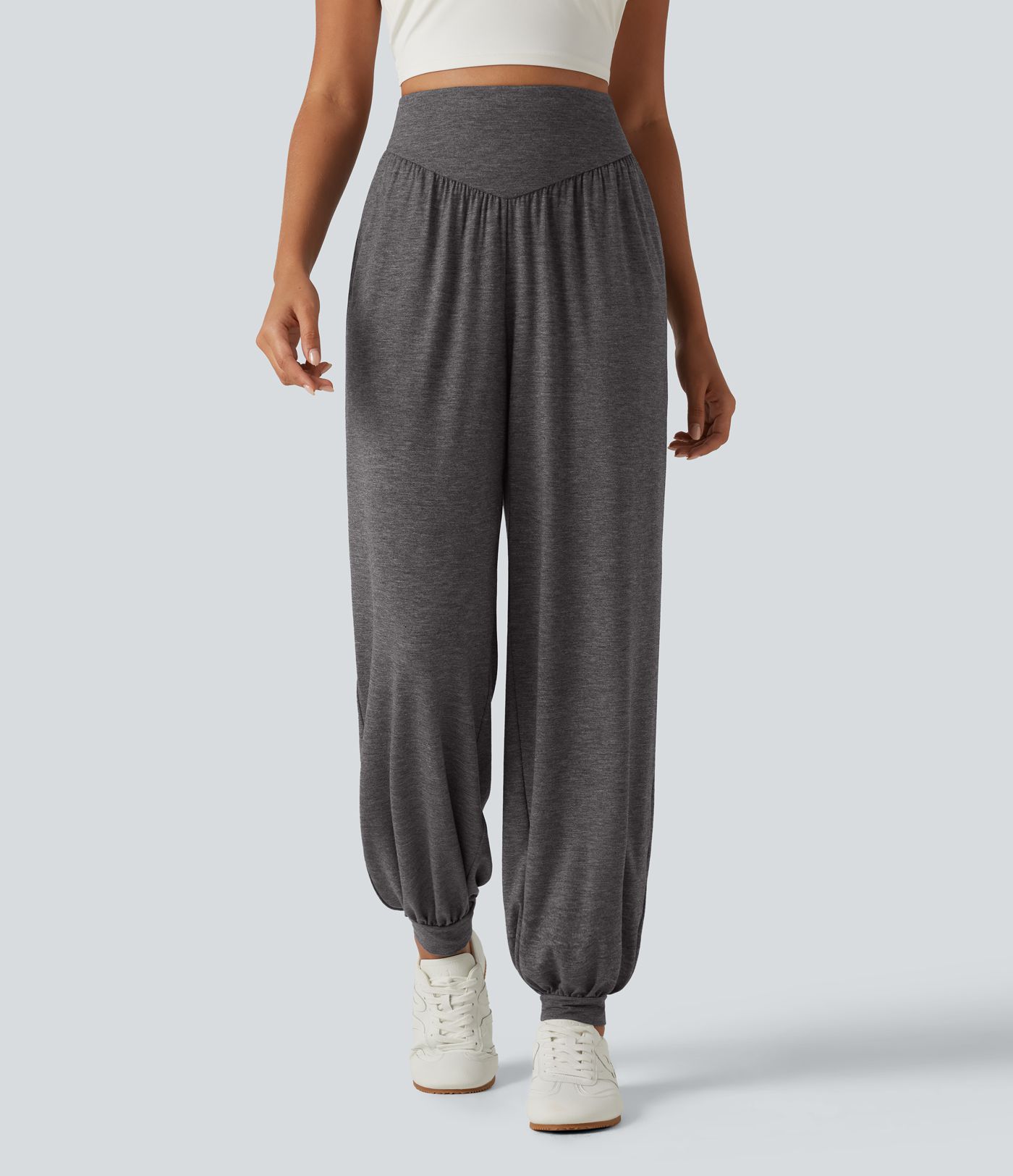 Jogging de yoga taille haute à ceinture en V avec poches