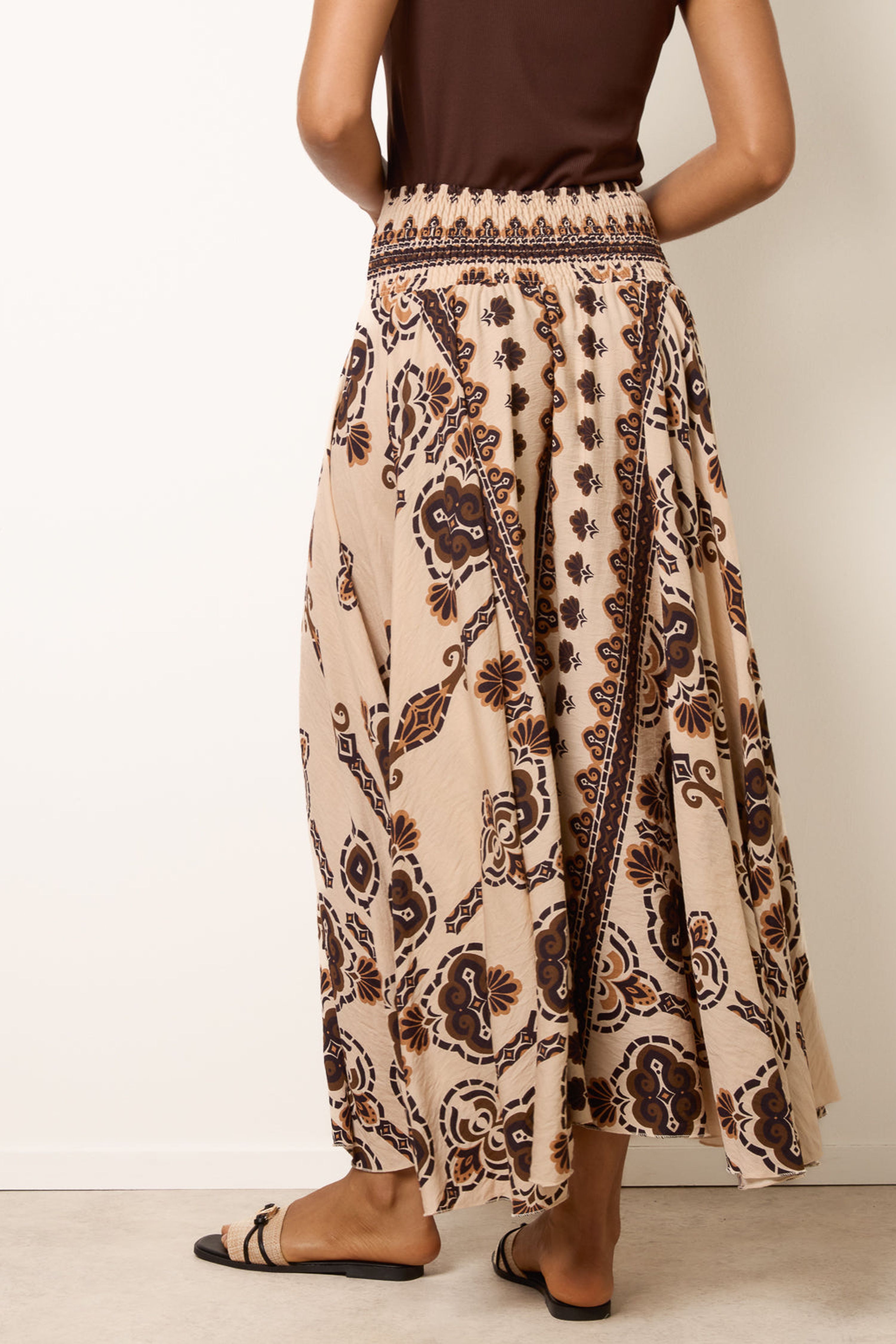 Blue Vanilla Brown Deep Waist Flowy Pants