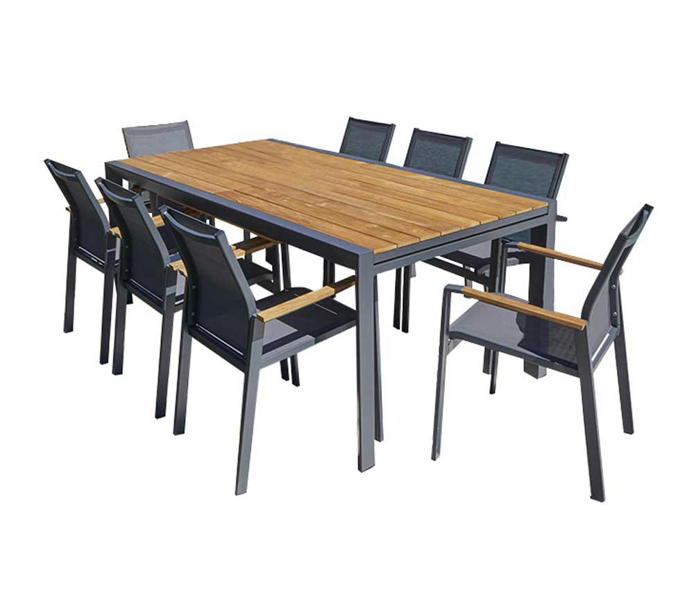NASHVILLE - Ensemble repas de jardin  12 places et plus en aluminium