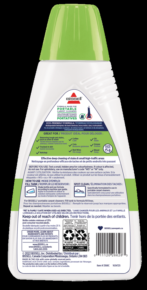 Bissell Advanced Portable Carpet Cleaning Solution, Citrus Scent, 946-mL
