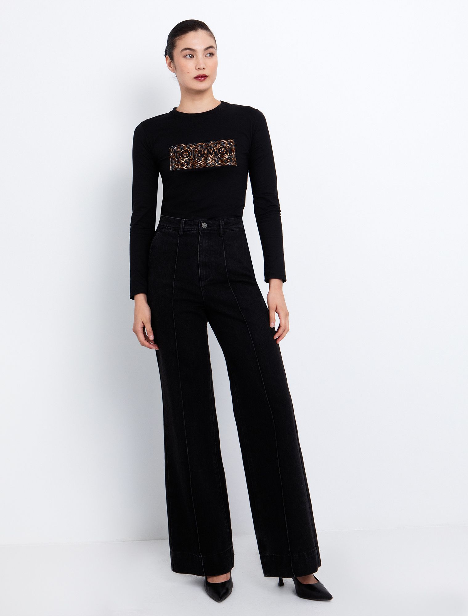 Βαμβακερή μπλούζα με logo στρας