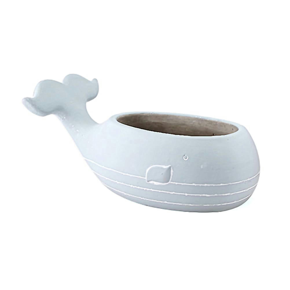 BALEINE - Cache pot de fleurs baleine grise L30cm
