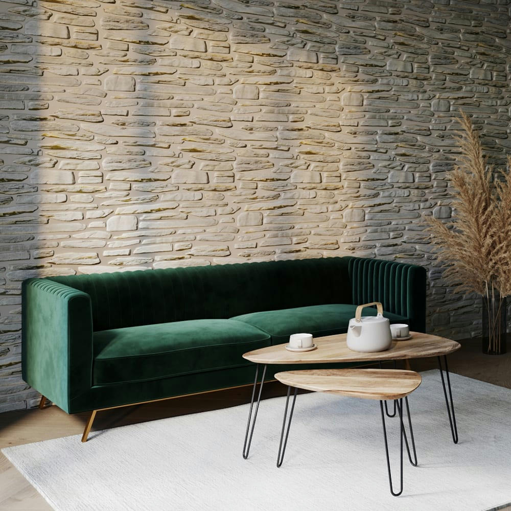 GATSBY - Canapé 3 places en velours vert foncé