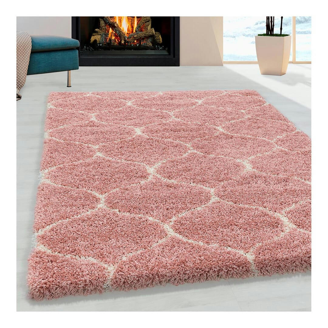 LOKALT - Tapis géométrique baroque en polypropylène rose 60x110