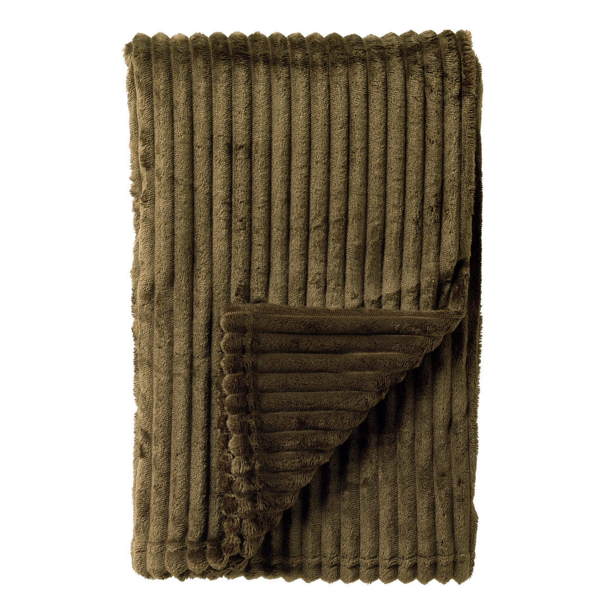 MARTHY - plaid 140x180 cm - zacht ribfluweel - Military Olive - groen