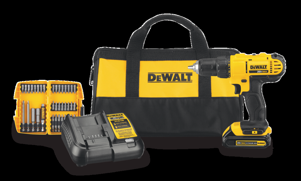 DEWALT DCD771C2BA 20V MAX Cordless Drill/Driver with Battery, Charger & 37-pc Accessory Kit, 1/2-in