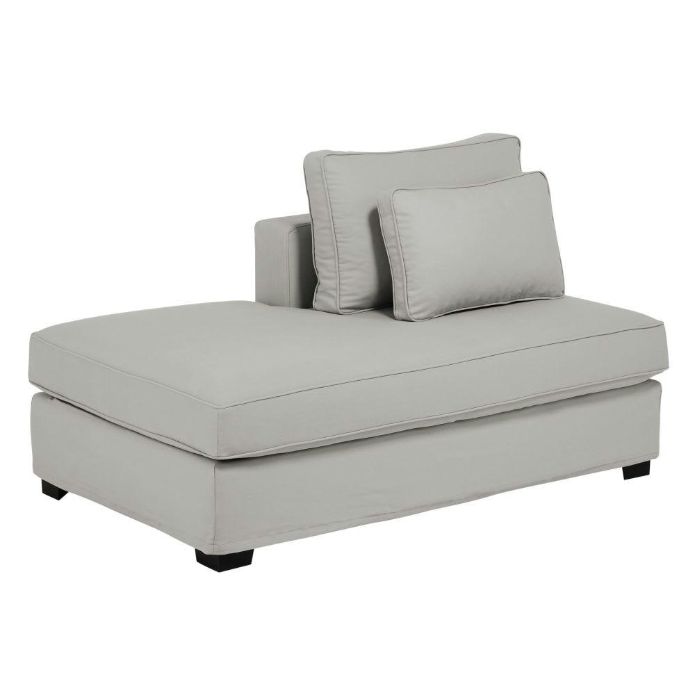 Milano - Méridienne gauche pour canapé modulable en toile gris clair