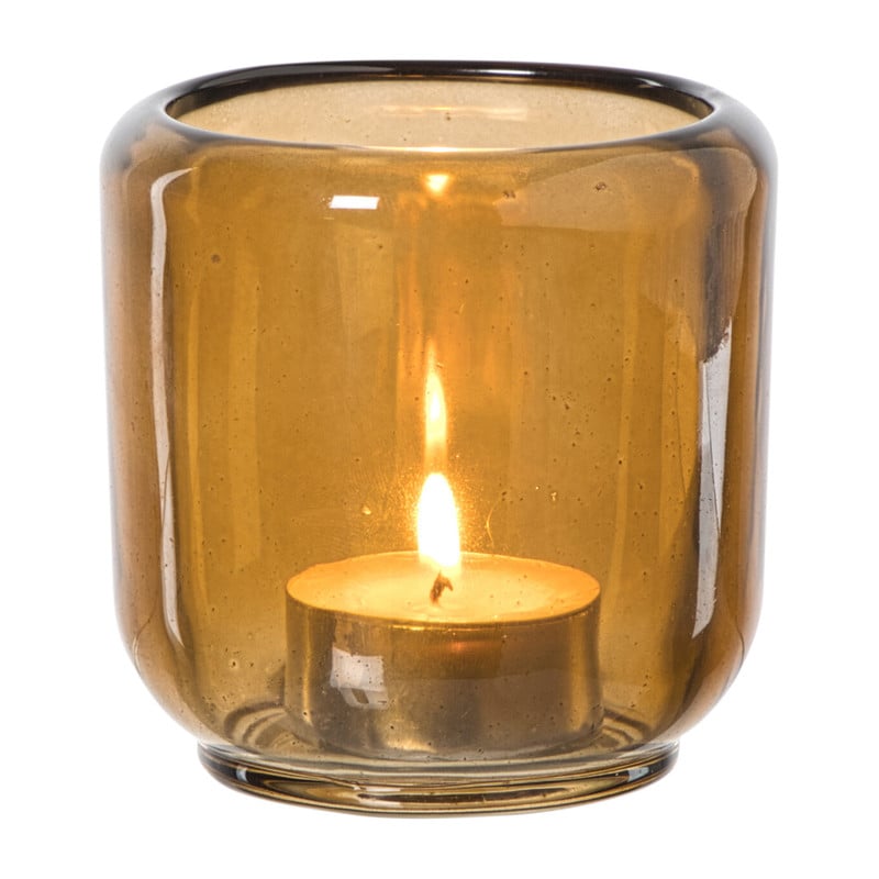 Waxinelichthouder - okergeel - &Oslash;8.3x8.3 cm