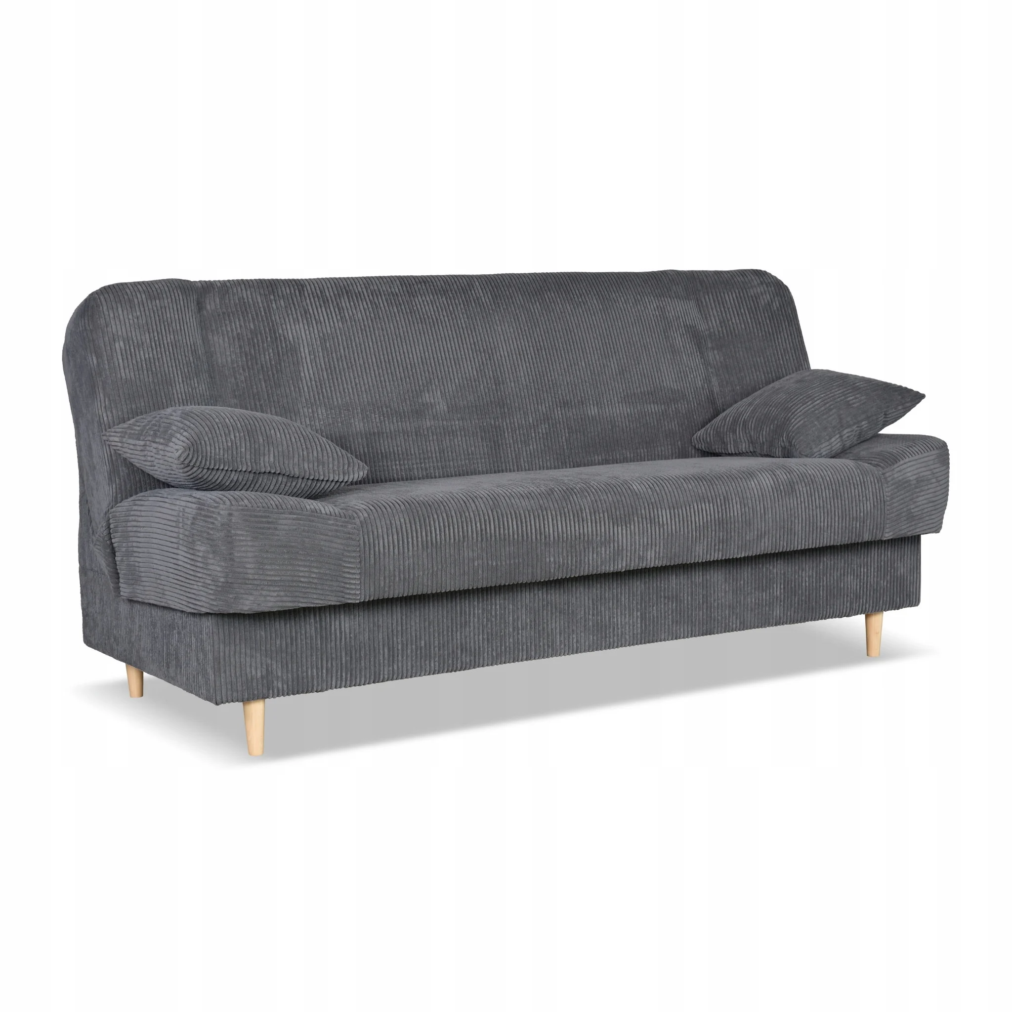 Kanapa sofa Belito rozkładana pojemnik f spania bonell ciemno szara sztruks