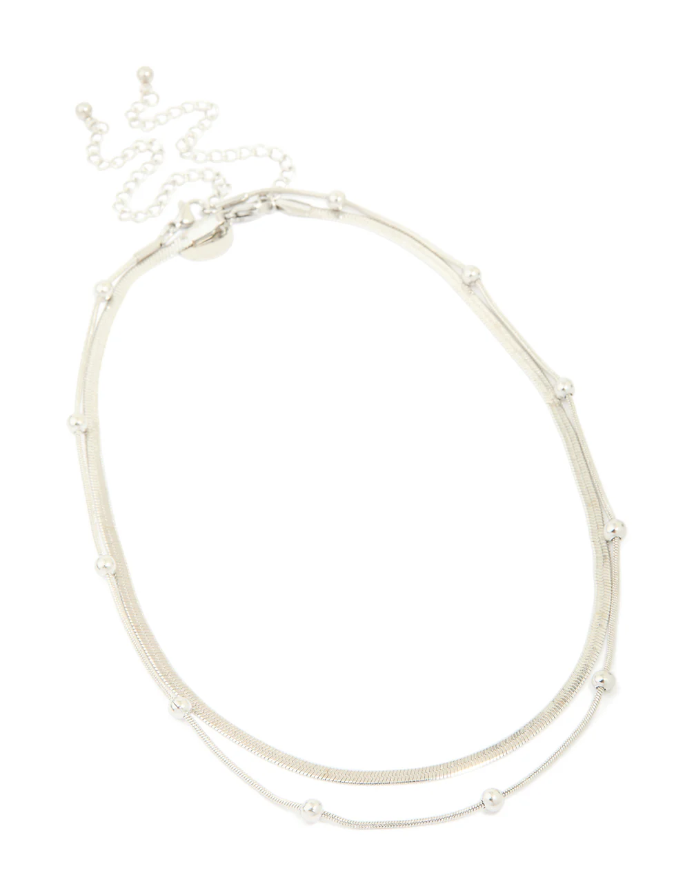 Waterproof Stainless Steel Snake Chain & Ball Charm Layered Necklace