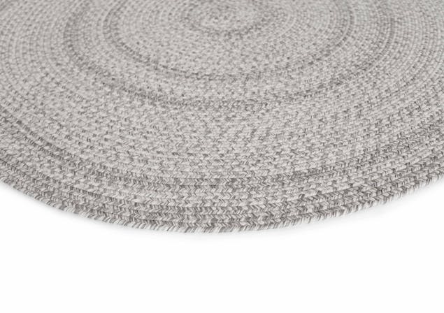 Mika Grey Braided Flatweave Indoor Outdoor Round Rug