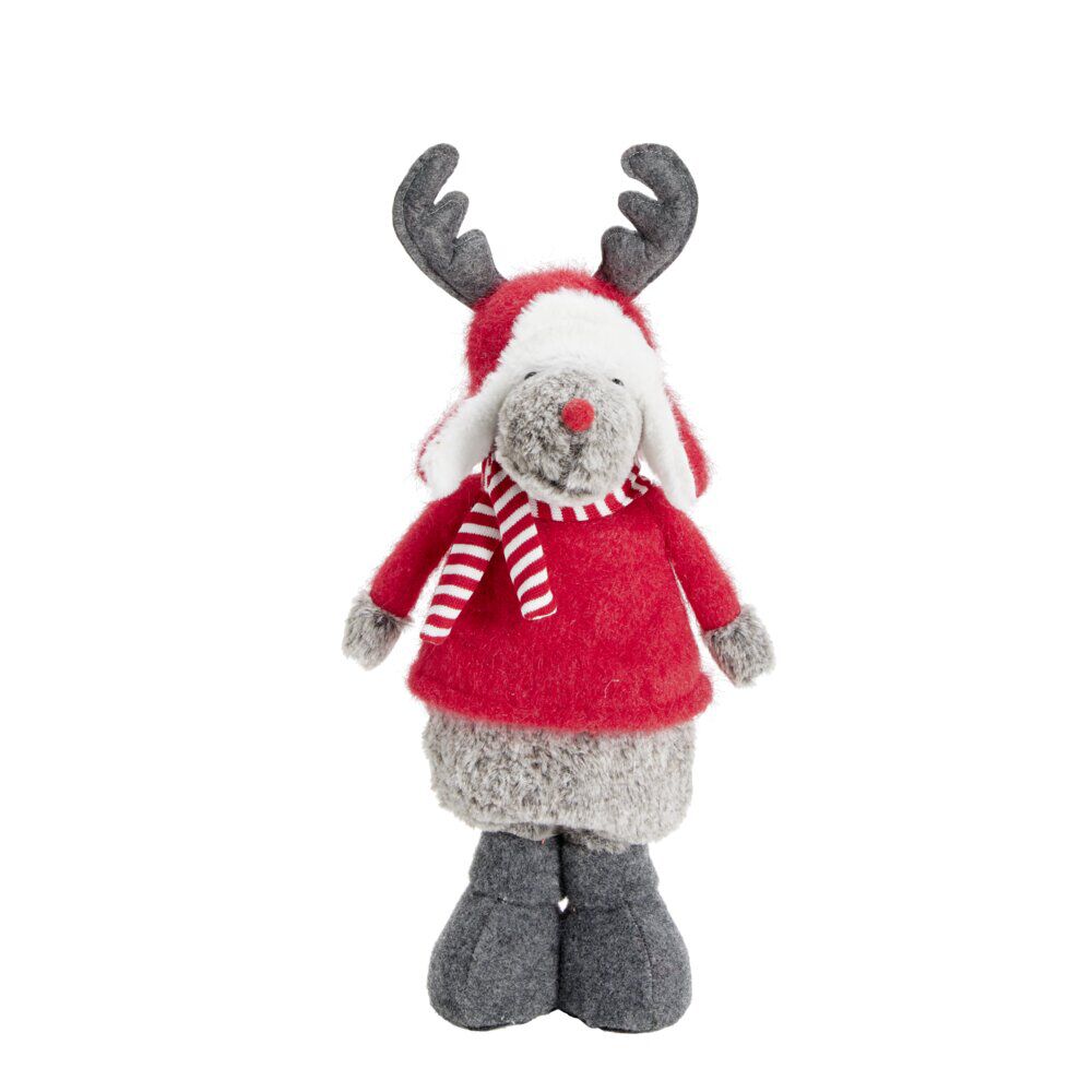 Décoration de No&euml;l à poser renne mignon avec jambe extensible 20x17xH48à68cm