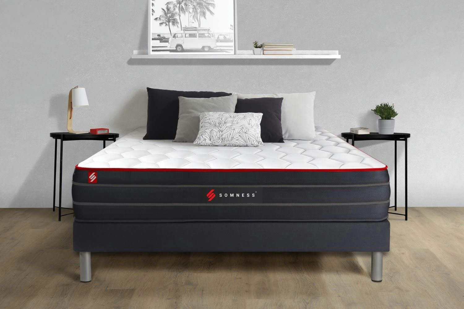 BOOST - Ensemble 140x200 Ressorts et mémoire de forme - sommier kit