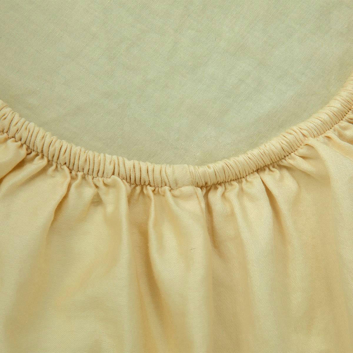 PALERME - Drap housse en satin de coton lavé jaune 160 x 200 cm