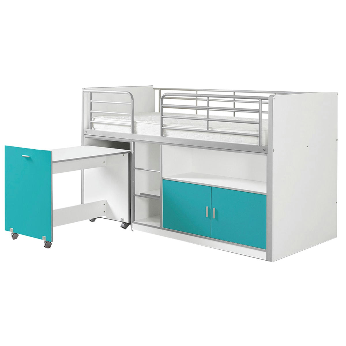 BONNY - Lit combiné 91 90x200 sommier inclus turquoise