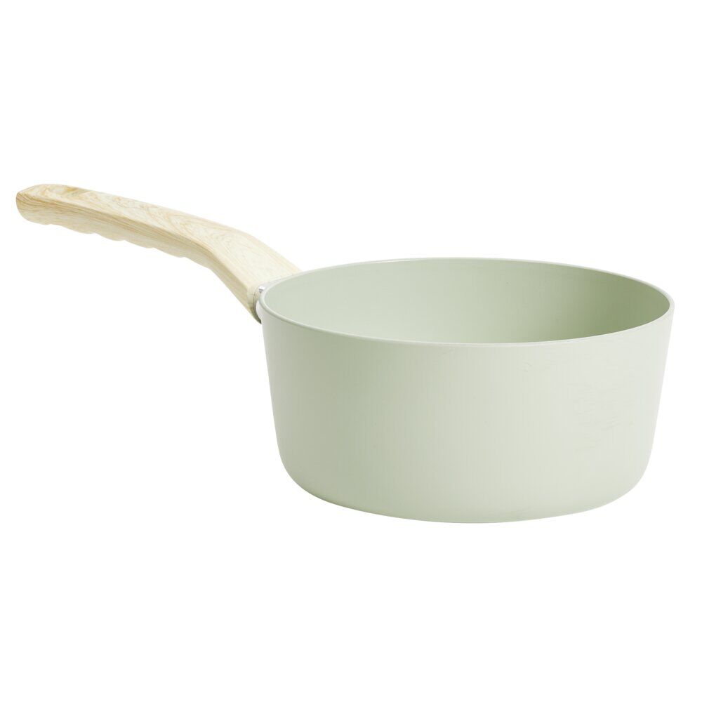 Casserole poignée effet bois aluminium et céramique vert Ø18cm