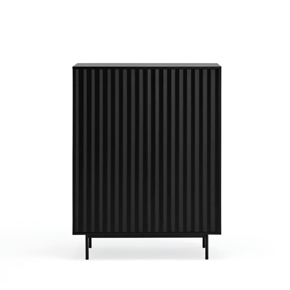 SIERRA - Buffet haut en bois 2 portes 2 tiroirs noir