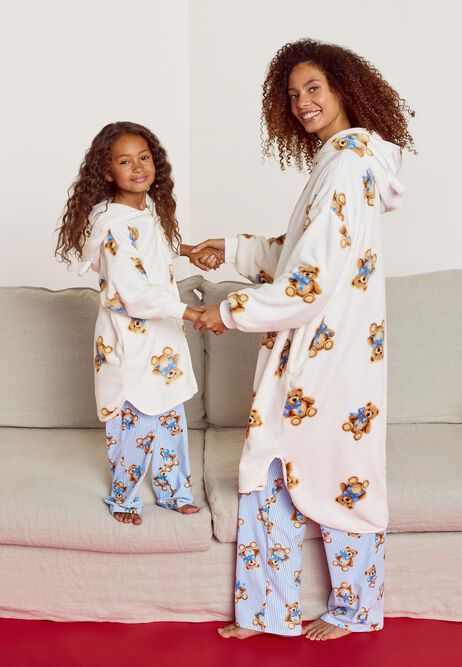 Girls Cream Bear Print Zip Through Blanket