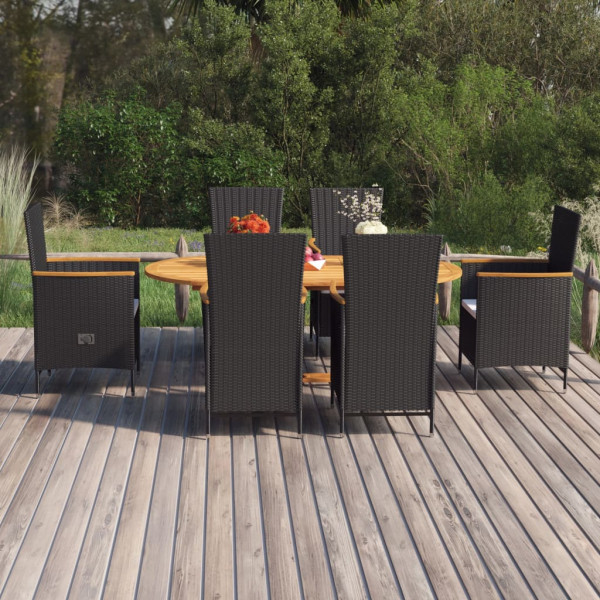 Zestaw mebli ogrodowych Czarny Technorattan vidaXL