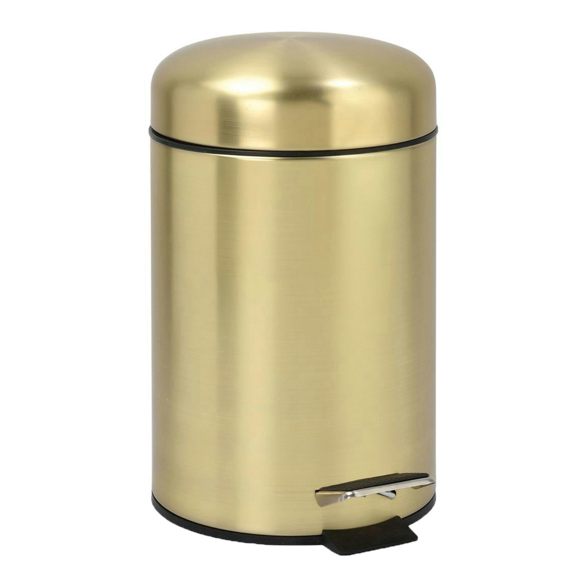 - Poubelle de salle de bain ronde dorée à pédale