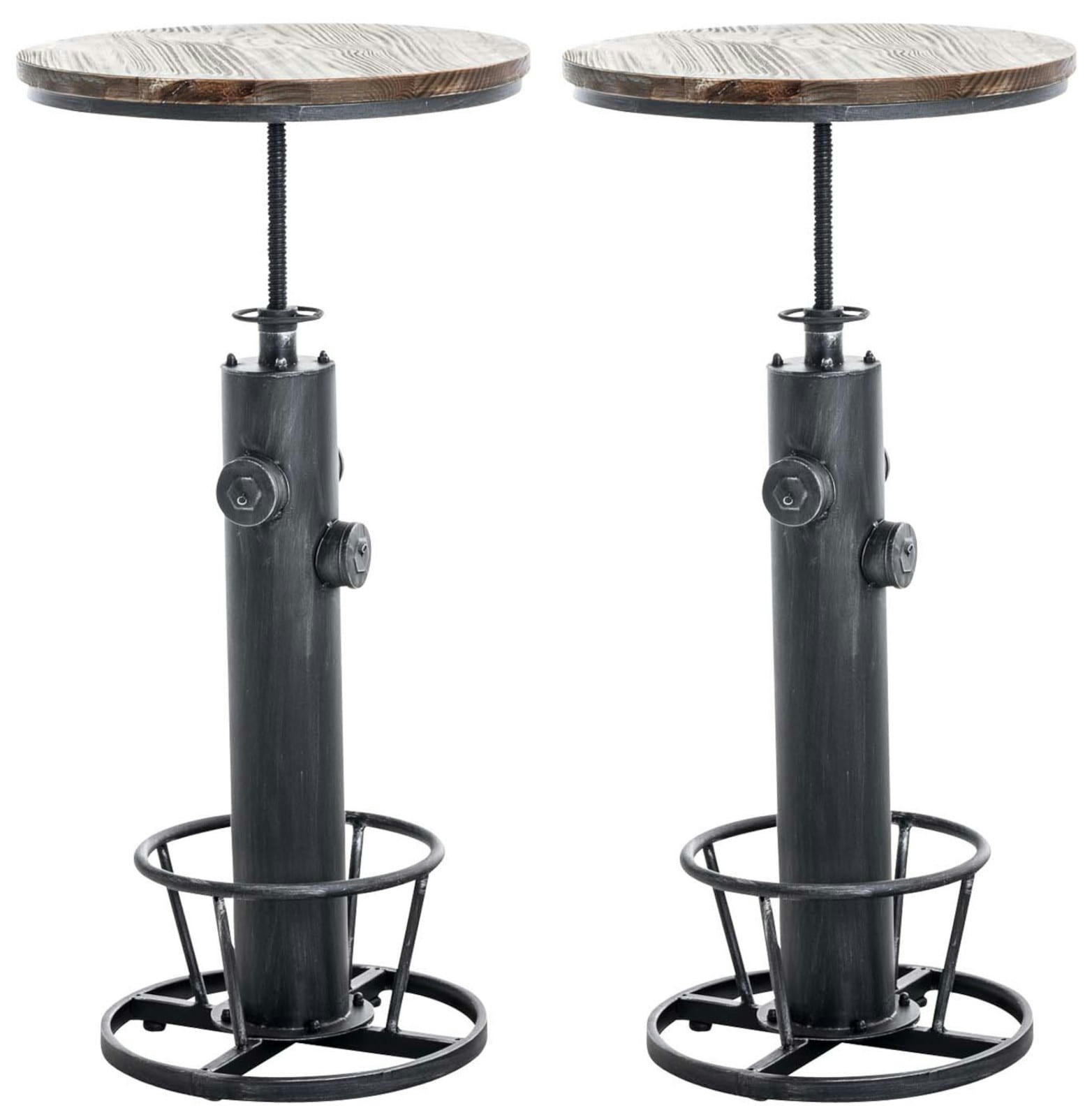 RUHR - Lot 2 Tables hautes réglable en métal Argent antique