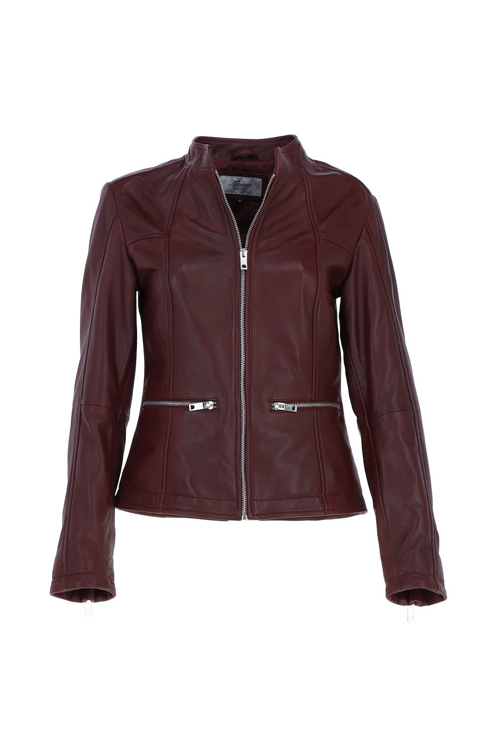 Ashwood Leather Chiara' Mandarin Collar Real Leather Biker Jacket