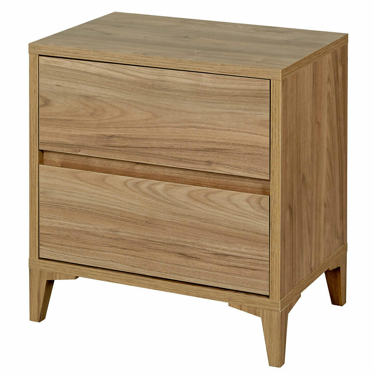 KIRA - Chevet 2 tiroirs effet bois noyer