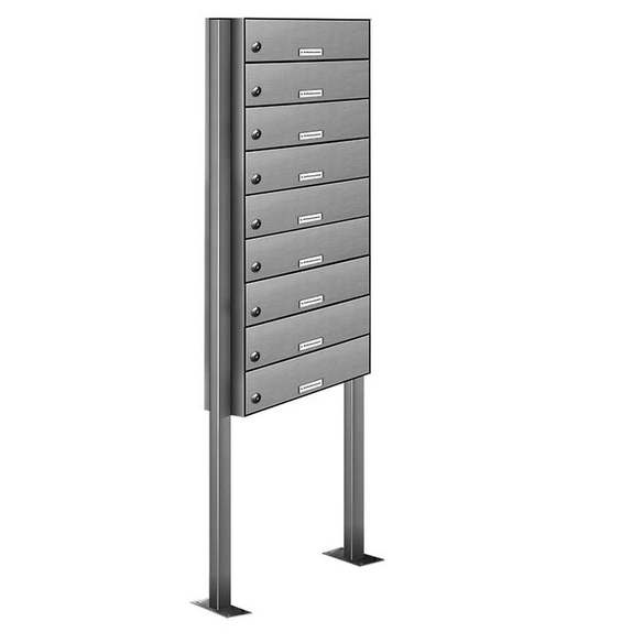 Briefkasten, Parteien: 9, Zaundurchwurf, BxHxT: 46,5 x 170 x 27,5 cm
