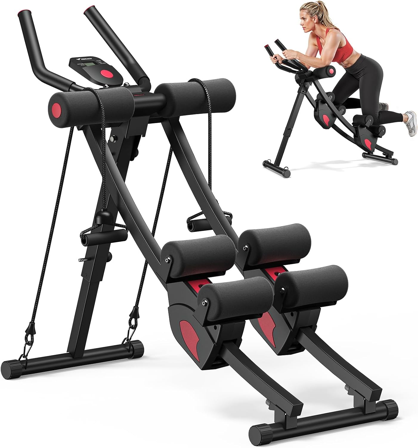 MERACH Ab Machine, Adjustable Ab Trainer Machine, AB Workout Equipment for Home Gym, Independent Dual Tracks for Mountain Climber, Foldable for Home Exercise, Load Capacity 440 LBS