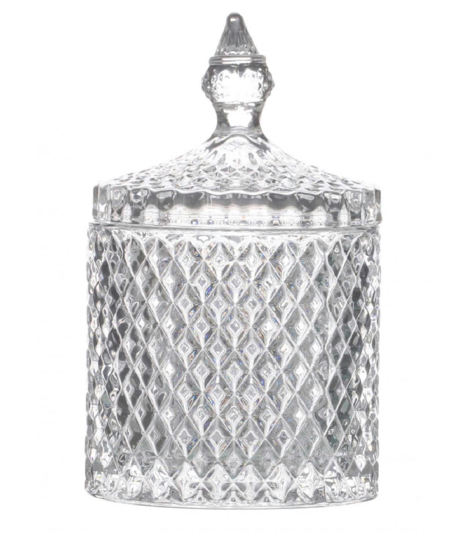 VERRE - Boîte rangement ronde salle de bain verre 10,5x17,5cm