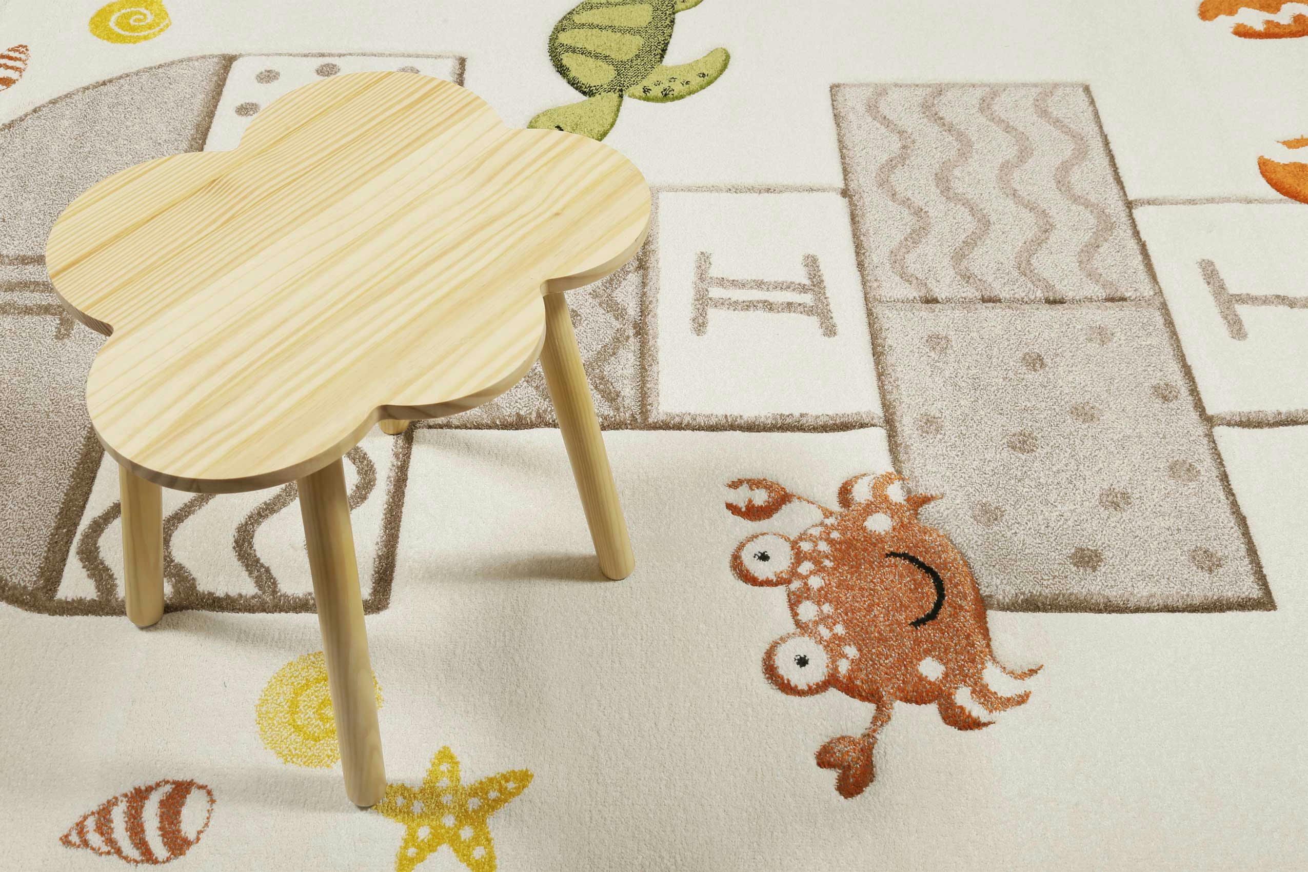PLAYGROUND - Tapis motif marelle et mer 80x150