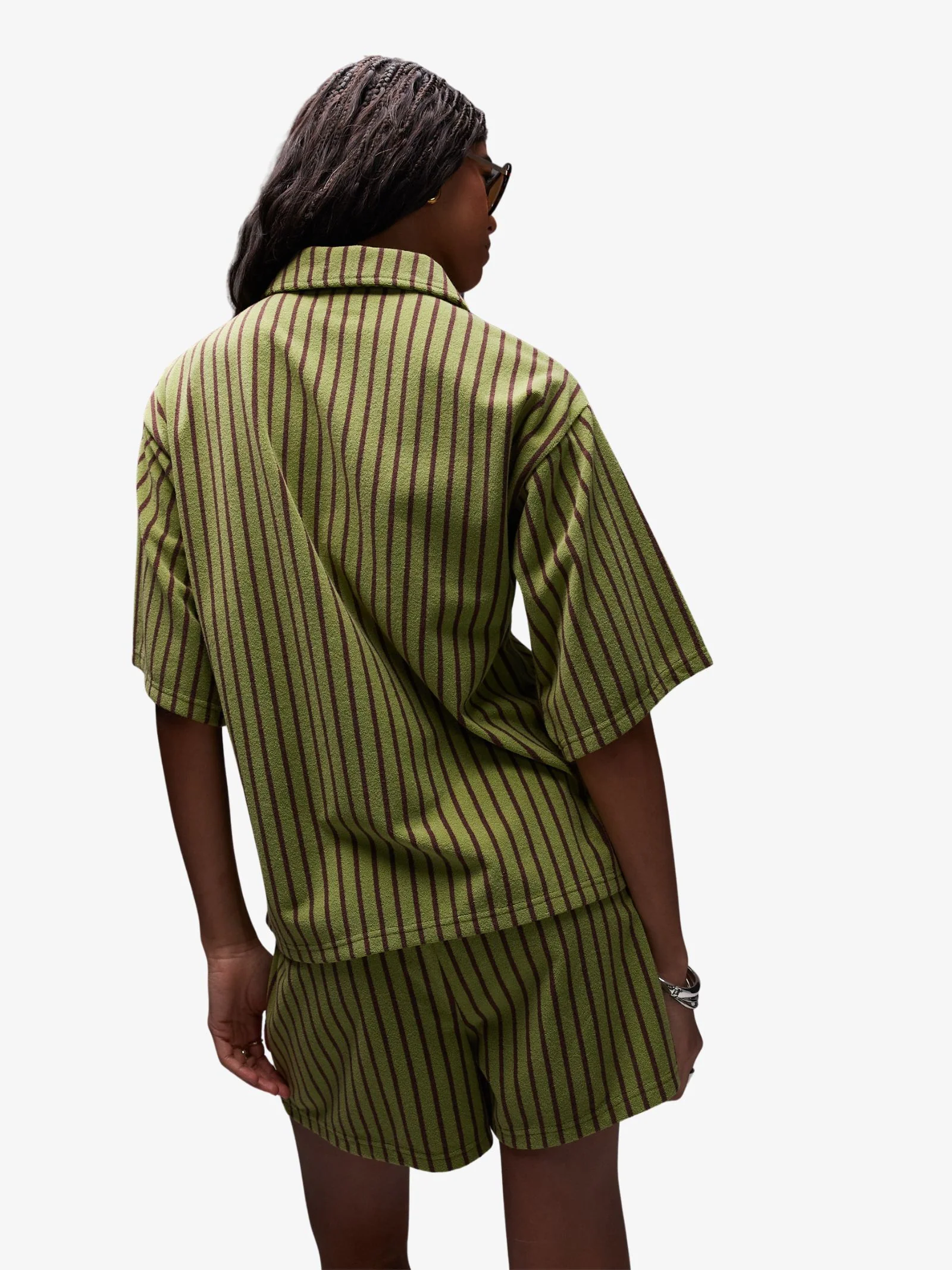 Stripe Towelling Boxy Polo Co-Ord