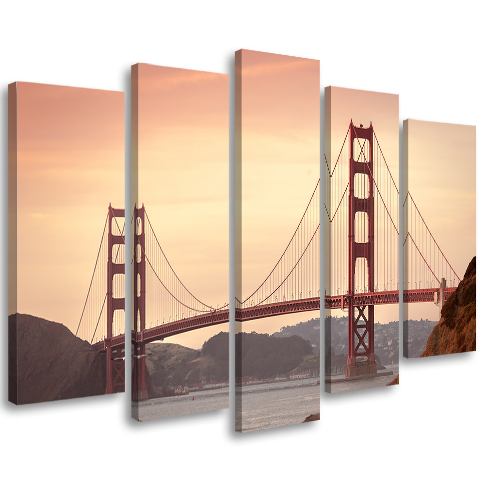 Feeby Obraz 5 częściowy na płótnie Most San Francisco
