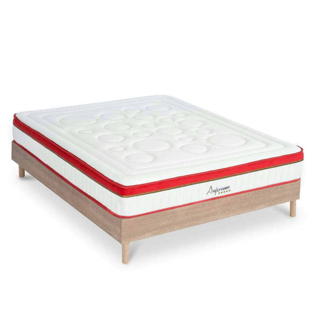 SUPREME - Ensemble matelas à Mémoire de forme et sommier bois 180x200