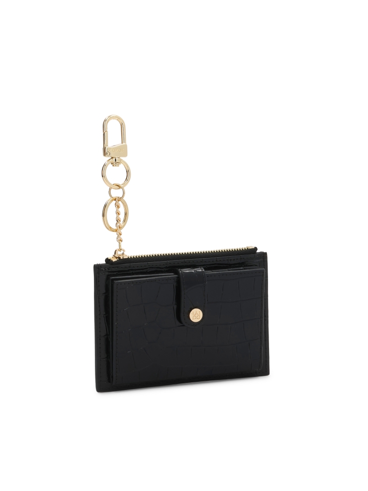 Compact wallet made of leather in kroko pattern