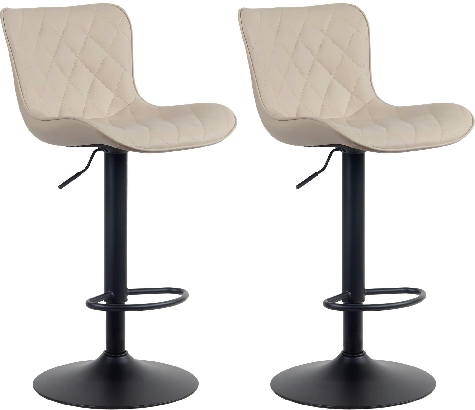 EMMA - Lot de 2 tabourets de bar ajustables pivotants similicuir Crème