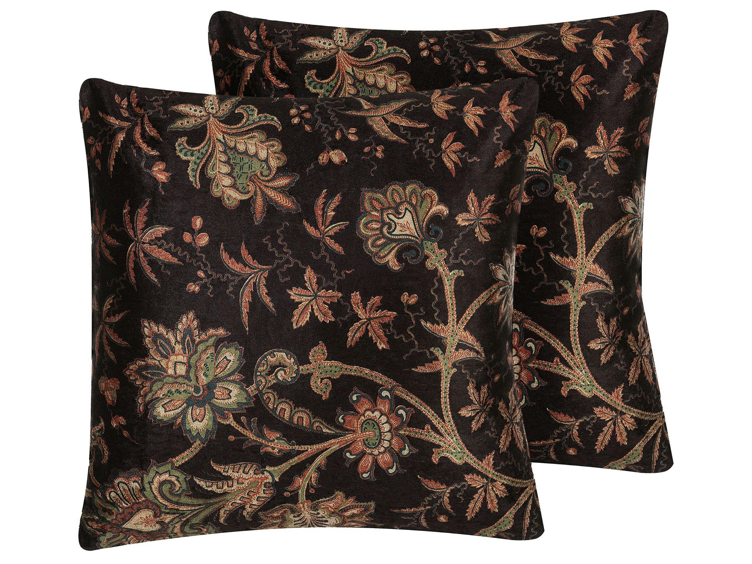 KARUR - Lot de 2 coussin décoratifs en tissu noir 45x10cm
