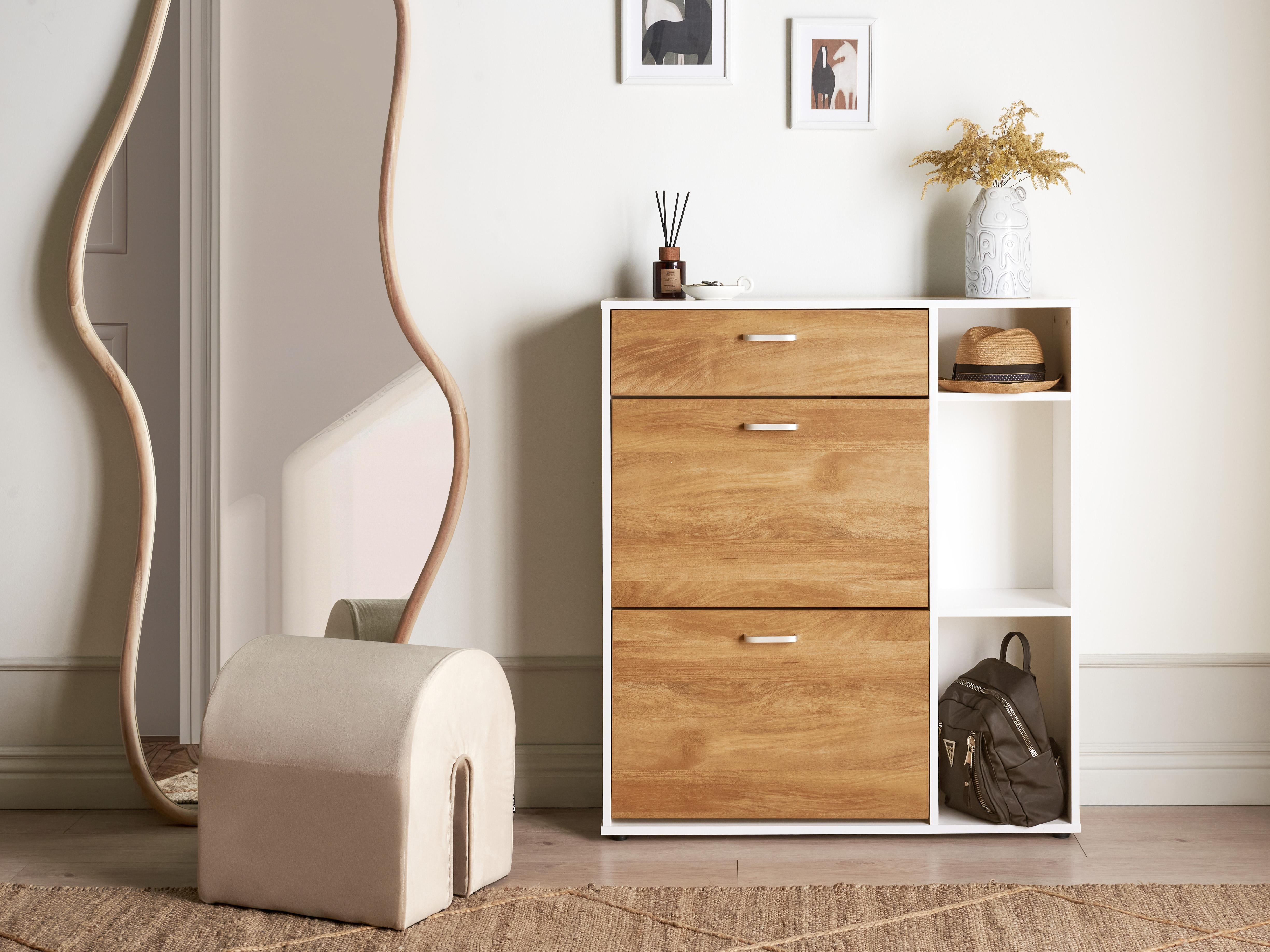 Shoe Storage Cabinet MACKAY Light Brown/ White