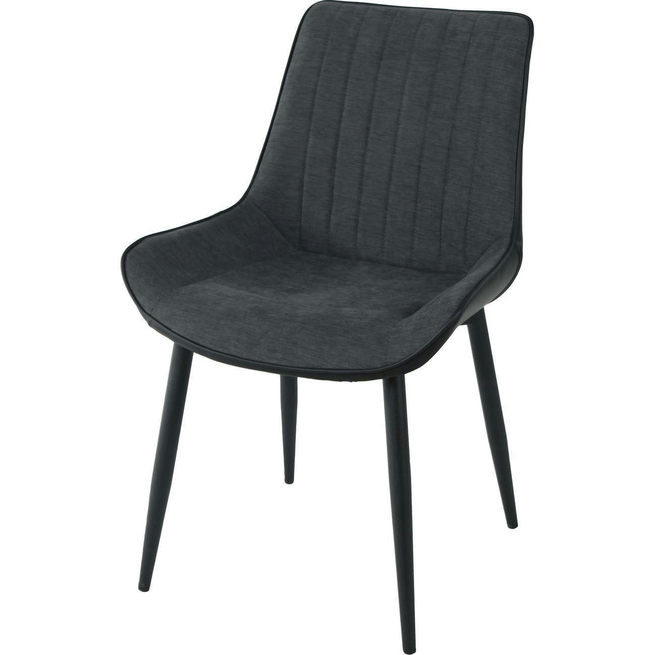 ST MORE - Lot de 4 - Chaise assise tissue and pu leather gris anthracite pieds m