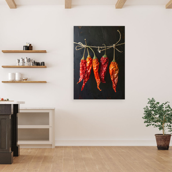 Obraz do kuchni restauracji baru jadalni, Suszone czerwone papryczki 20x30