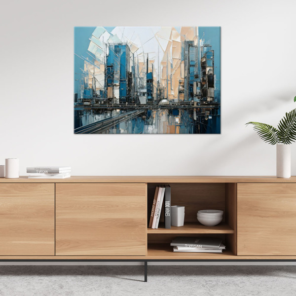 Obraz na płótnie, Miasto w stylu malarstwa abstrakcja turkus 60x40