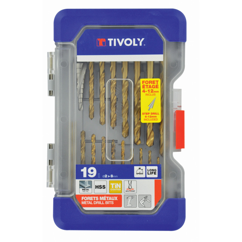 Set de forets pour métaux Ø 2 - 8 mm 19 pièces TIVOLY