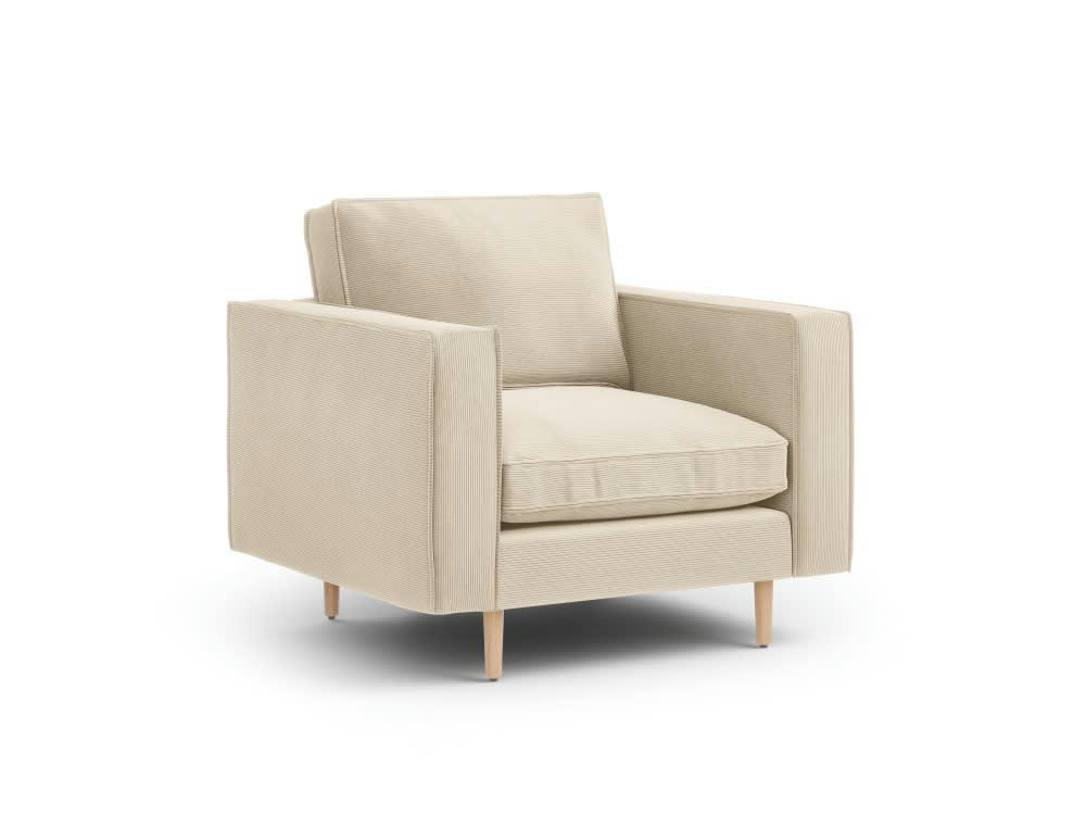 ALEXIS - Fauteuil 1 place en tissu structuré beige clair